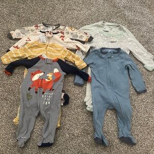 Boys a lot of Footy pajamas 0 to 3 months